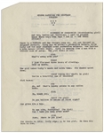 Moe Howard's 8pp. Sketch Entitled ''Stooge Material for Shipyard Follies'', With Curly, Circa 1944 With References to WWII -- Annotated by Moe on First Page -- 8.5'' x 11'', Near Fine